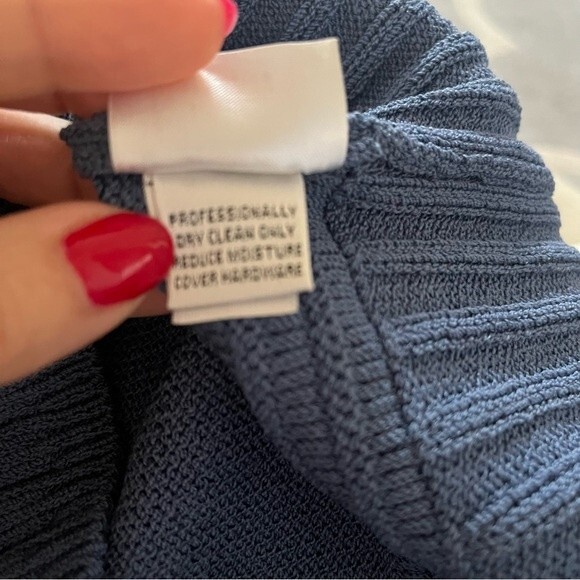 St.John Sport By Marie Gray Santana Knit Ribbed Short Sleeve Top in Blue S NWOT - Picture 10 of 12